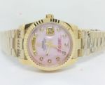 Replica Rolex Daydate Watch All Gold Pink MOP Dial Diamond Markers